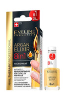 Eveline Nail Therapy Argan Elixir 8 in1 Intensely Regenerating Oil for Cuticles and Nails 12 ml