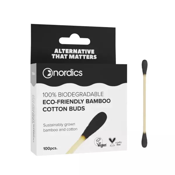 100% BIODEGRADABLE ECO-FRIENDLY BAMBOO COTTON BUDS VEGAN 100pcs.