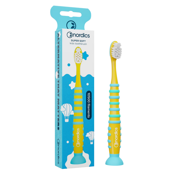 Nordics Premium Kids toothbrush Rocket Yellow 'SUPER SOFT' 10500 filaments