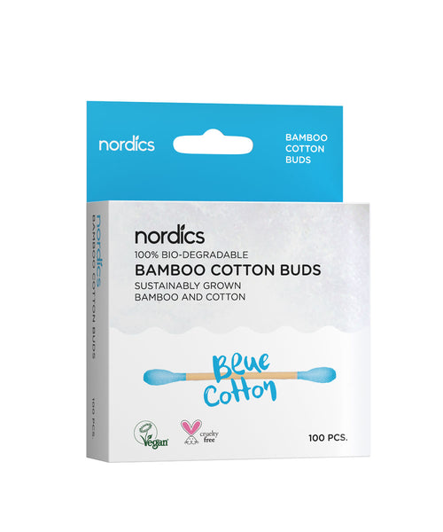 Nordics Organic Bamboo Cotton Buds /Cosmetic Sticks, With Organic Cotton, in Blue 100