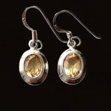 Natural Citrine 925 Sterling Silver Fishhook Earrings